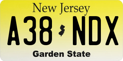 NJ license plate A38NDX