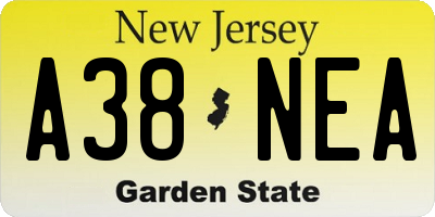 NJ license plate A38NEA
