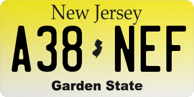 NJ license plate A38NEF