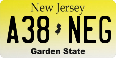 NJ license plate A38NEG