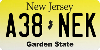 NJ license plate A38NEK