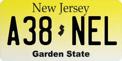 NJ license plate A38NEL