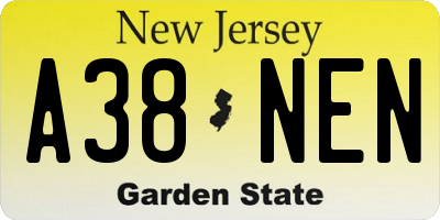 NJ license plate A38NEN