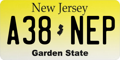 NJ license plate A38NEP