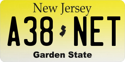 NJ license plate A38NET