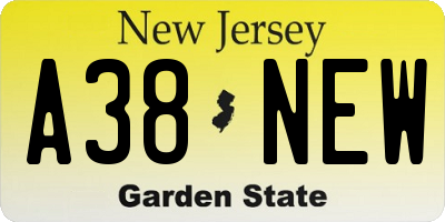 NJ license plate A38NEW