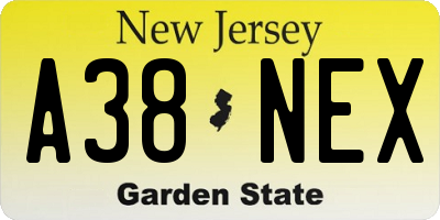 NJ license plate A38NEX