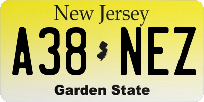 NJ license plate A38NEZ