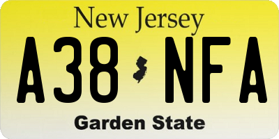 NJ license plate A38NFA