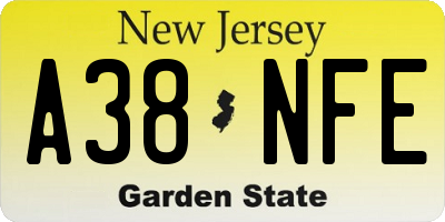 NJ license plate A38NFE