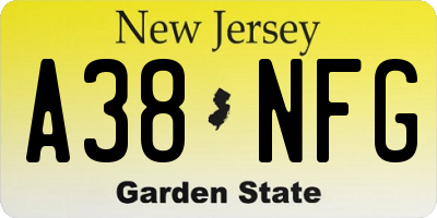 NJ license plate A38NFG