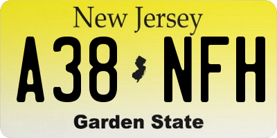 NJ license plate A38NFH