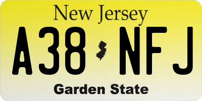 NJ license plate A38NFJ