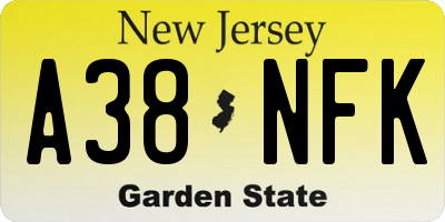 NJ license plate A38NFK