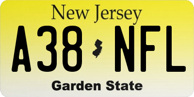 NJ license plate A38NFL