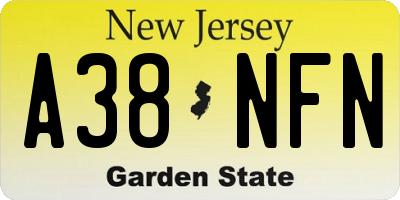 NJ license plate A38NFN