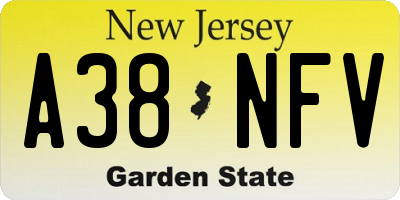 NJ license plate A38NFV