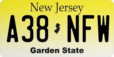NJ license plate A38NFW
