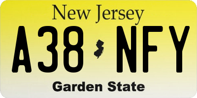 NJ license plate A38NFY