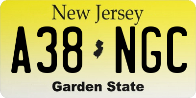 NJ license plate A38NGC