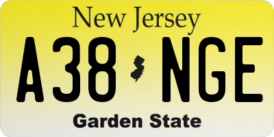 NJ license plate A38NGE