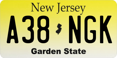 NJ license plate A38NGK