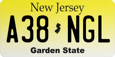 NJ license plate A38NGL