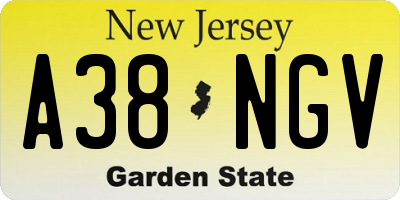 NJ license plate A38NGV