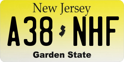 NJ license plate A38NHF