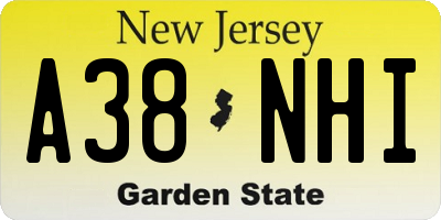 NJ license plate A38NHI