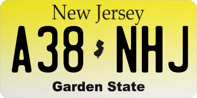 NJ license plate A38NHJ