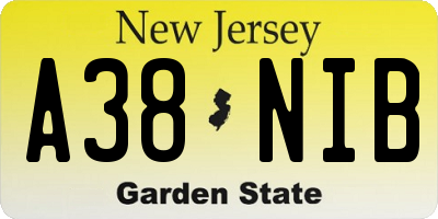 NJ license plate A38NIB