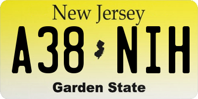 NJ license plate A38NIH