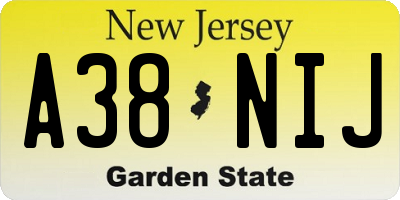 NJ license plate A38NIJ