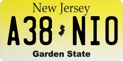 NJ license plate A38NIO