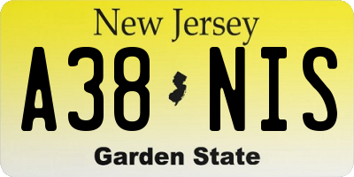 NJ license plate A38NIS