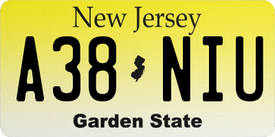 NJ license plate A38NIU
