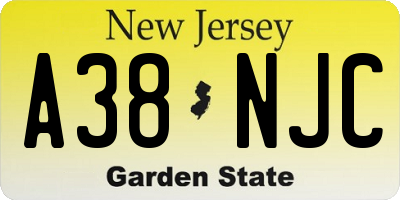 NJ license plate A38NJC