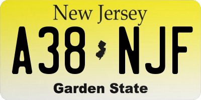NJ license plate A38NJF