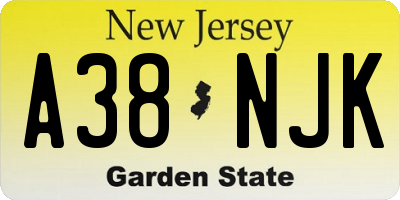 NJ license plate A38NJK
