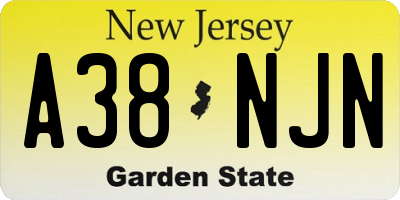 NJ license plate A38NJN