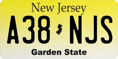 NJ license plate A38NJS