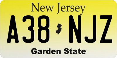 NJ license plate A38NJZ