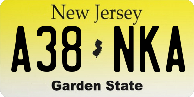 NJ license plate A38NKA