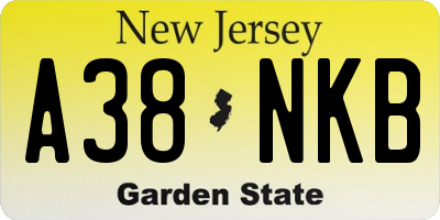 NJ license plate A38NKB