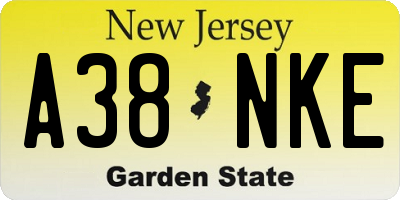 NJ license plate A38NKE