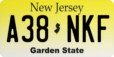 NJ license plate A38NKF