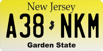 NJ license plate A38NKM