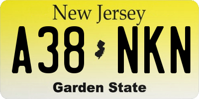 NJ license plate A38NKN