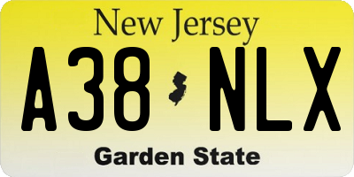 NJ license plate A38NLX
